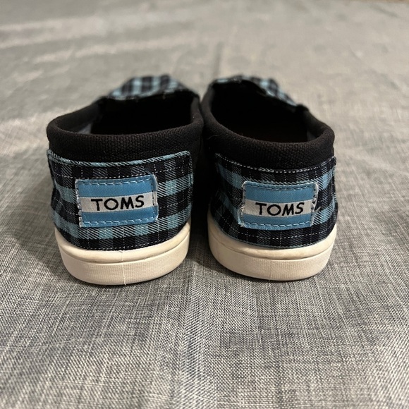 Toms Navy Blue Plaid Slip On Sneakers Y1 - Picture 4 of 6